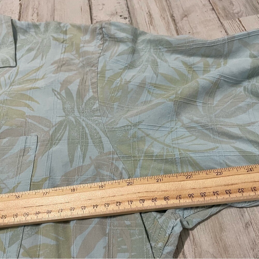 GEOFFREY‎ BEENE Mens XL Tropical Leaf Print Short Sleeve Silk Button Up Shirt - Picture 9 of 9